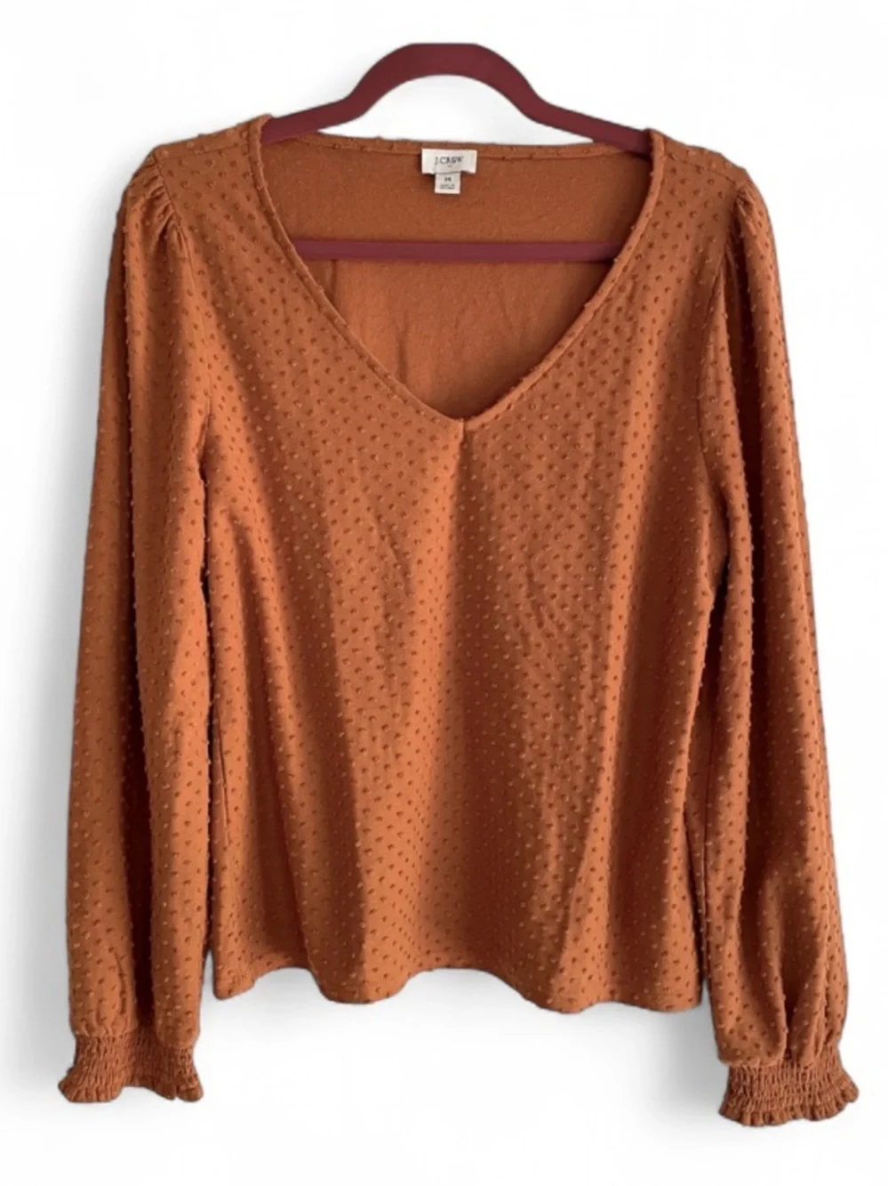 J. Crew Women's Swiss Dot V Neck Long Sleeve Blouse Size M